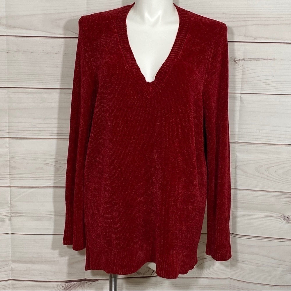 NWT Chelsea & Theodore Dark Red V-Neck Sweater 1X